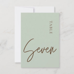 Minimalistisk kalligrafi bord sju Bordskort