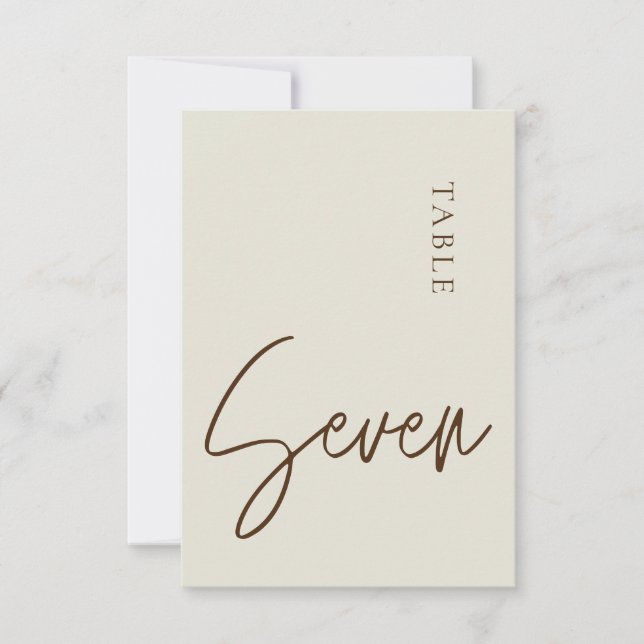 Minimalistisk kalligrafi Bord sju Bordsnummer (Framsida)