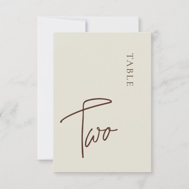 Minimalistisk kalligrafi Bord två Bordsnummer (Framsida)