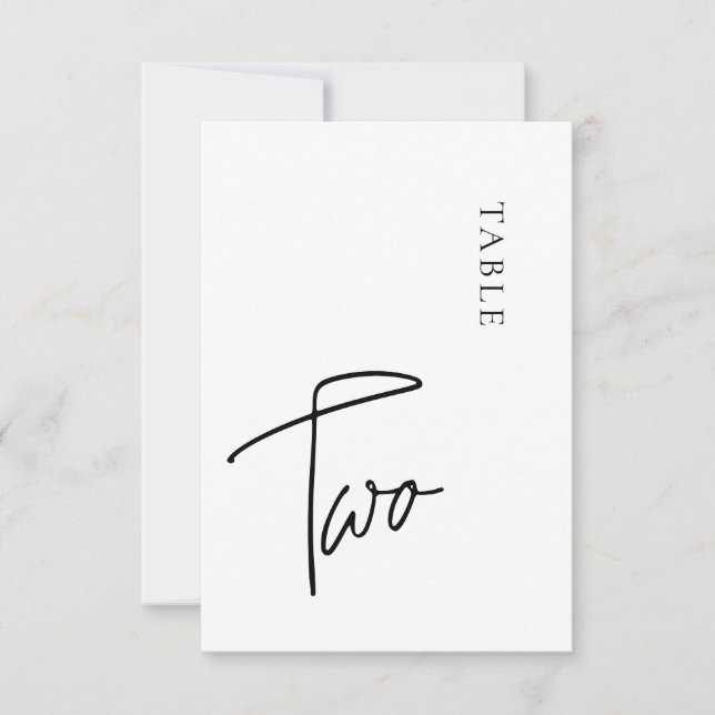 Minimalistisk kalligrafi Bord två Bordsnummer (Framsida)