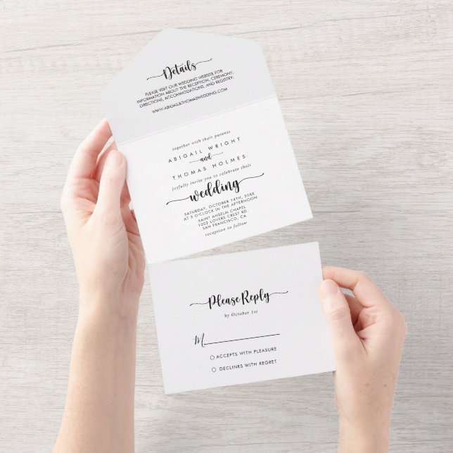 Minimalistisk kalligrafi Bröllop (Avrivbar del)