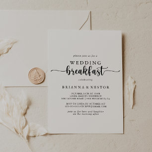 Minimalistisk kalligrafi Bröllop Breakfast Inbjudningar