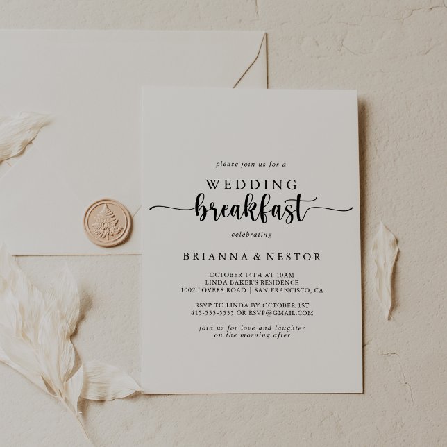 Minimalistisk kalligrafi Bröllop Breakfast Inbjudningar (Skapare uppladdad)