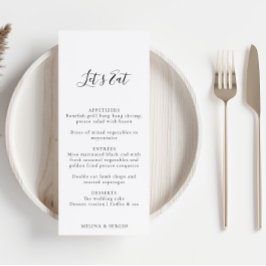 Minimalistisk kalligrafi Bröllop Menu Meny