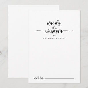 Minimalistisk kalligrafi Bröllop Ord i Wisdom Rådkort