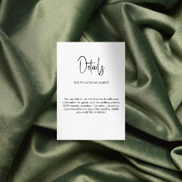 Minimalistisk kalligrafi bröllop vit tilläggskort