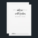 Minimalistisk kalligrafi Bröllop well Önskemål Rådkort<br><div class="desc">Detta minimalistiska kalligrafkort för bröllop väl önskemål är perfekt för ett bröllop i Österrike. Den enkla och elegant designen har skript av typen klassisk och finare i svartvitt. De här korten är perfekter för bröllop, möhippa, babydusch, studentfest och mycket mer. Anpassa korten med namn från bruden och brudgummen, blivande föräldrar...</div>
