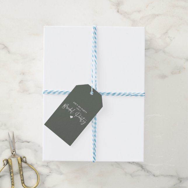 Minimalistisk kalligrafi Brudens sida Presentetikett (Med Snöre)