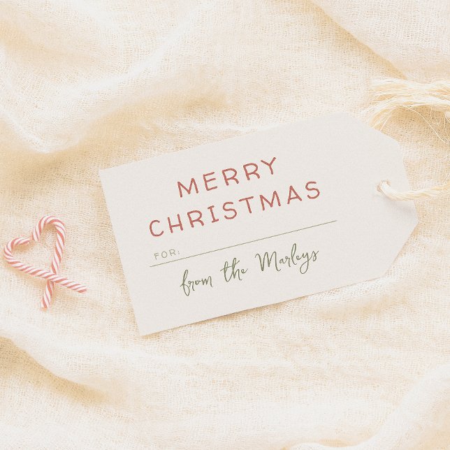 Minimalistisk kalligrafi Cute God jul Presentetikett (Skapare uppladdad)