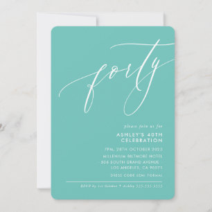 MINIMALISTISK Kalligrafi elegant 40:e party mynta Inbjudningar