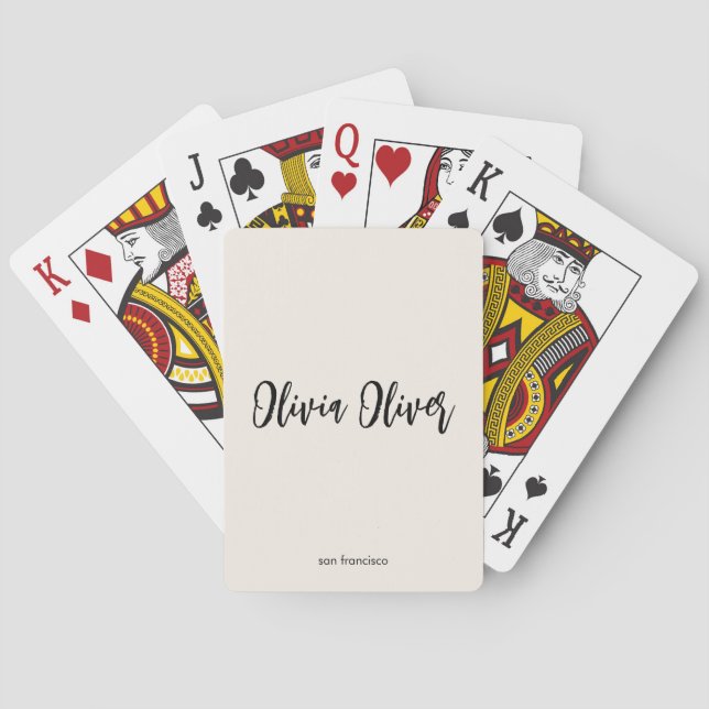 Minimalistisk kalligrafi Elfenbenskräm Modern varu Casinokort (Baksidan)