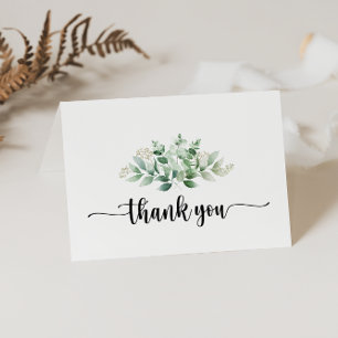 Minimalistisk kalligrafi Eucalyptus Folderad Bröll Tack Kort