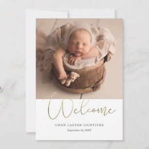 Minimalistisk kalligrafi Faux Foil Collage Birth Meddelande