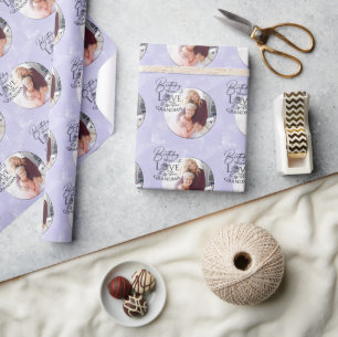 Minimalistisk kalligrafi födelsedagsfoto mormor presentpapper