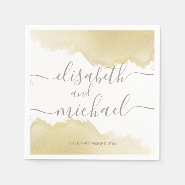 Minimalistisk kalligrafi för guld-penseldrag pappersservett (Framsidan)