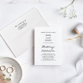 Minimalistisk kalligrafi för pennskript, vit Bröll Inbjudningar