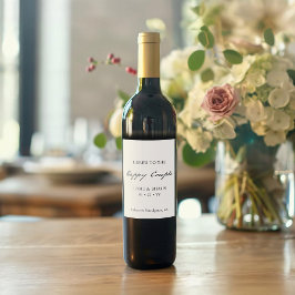 Minimalistisk kalligrafi för pennskript, vit Bröll Vinflaska Etikett