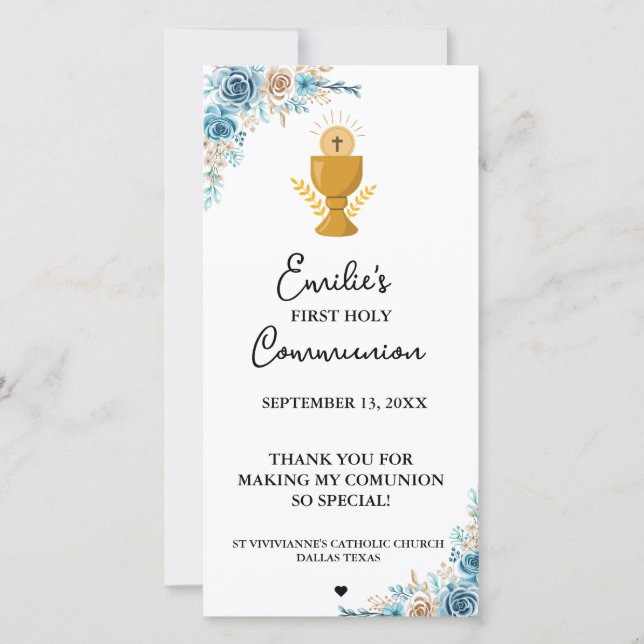 Minimalistisk kalligrafi Första kommunion bön (Framsida)