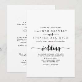 Minimalistisk kalligrafi framsida och baksida Bröl Inbjudningar