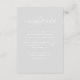 Minimalistisk kalligrafi | Grå bröllopsdetaljer Tilläggskort