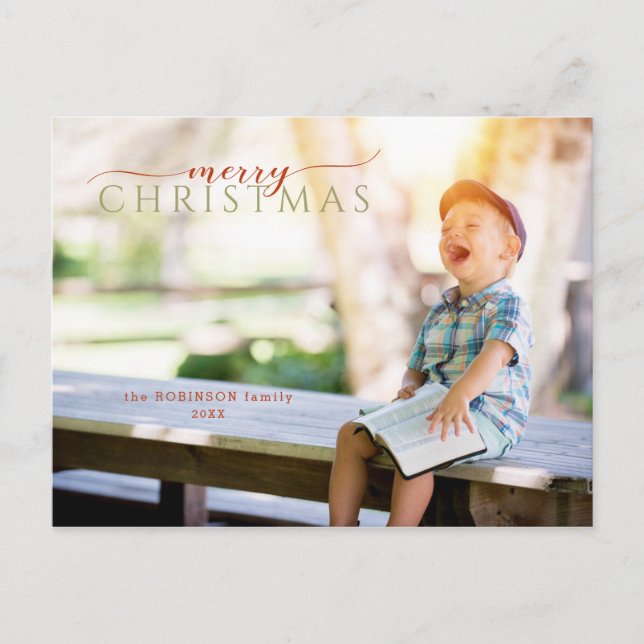 Minimalistisk kalligrafi Hälsning och foto Vykort (Framsida)