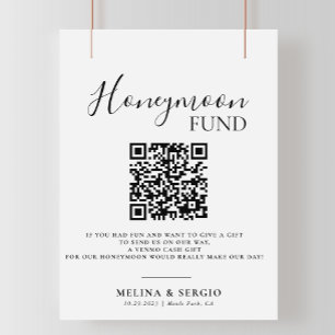 Minimalistisk kalligrafi i Bröllop Honeymånfond Poster