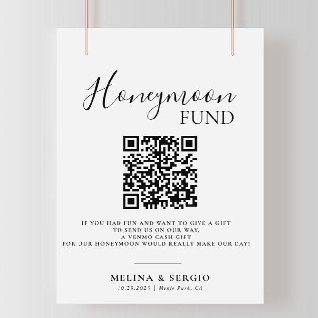 Minimalistisk kalligrafi i Bröllop Honeymånfond Poster (Skapare uppladdad)