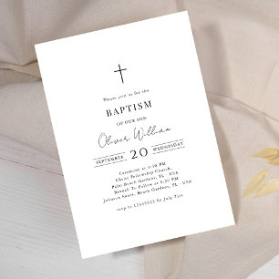 Minimalistisk kalligrafi Kön Neutral baptism Inbjudningar