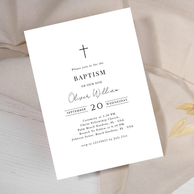 Minimalistisk kalligrafi Kön Neutral baptism Inbjudningar (Skapare uppladdad)