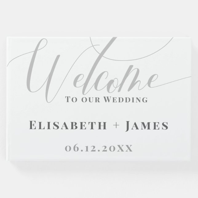 Minimalistisk kalligrafi Modern Välkommen Bröllop Gästböcker (Framsida)