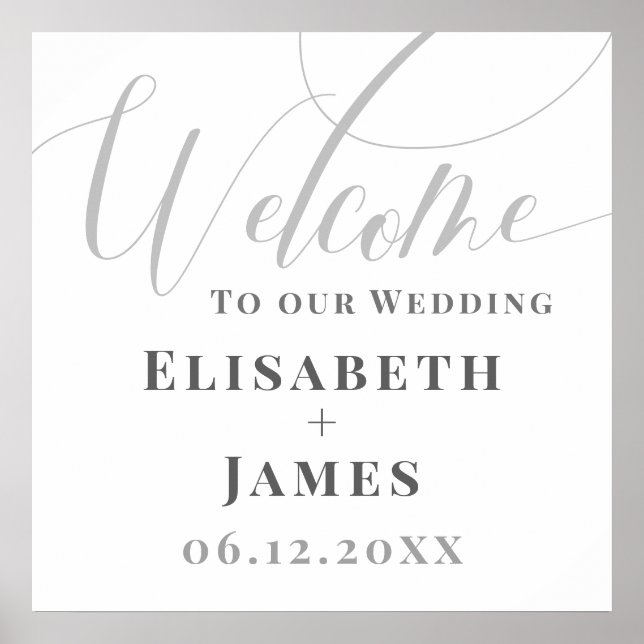 Minimalistisk kalligrafi Modern Välkommen Bröllop Poster (Framsidan)