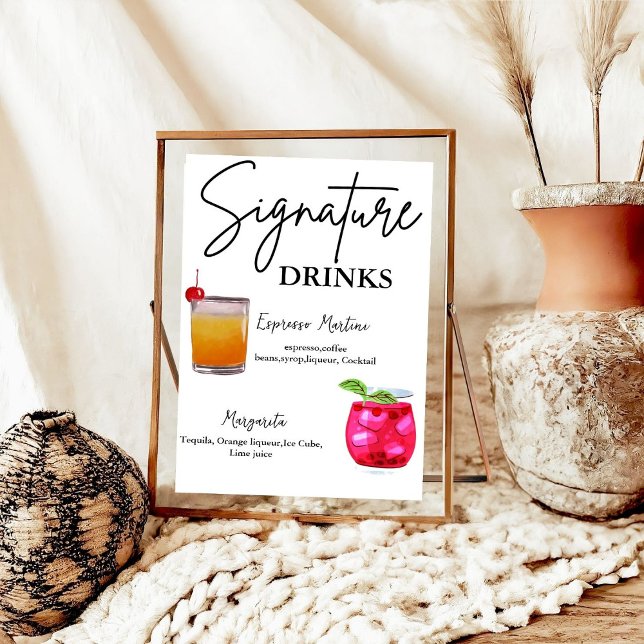 Minimalistisk kalligrafi Namnteckning Drink bröllo Poster (Skapare uppladdad)