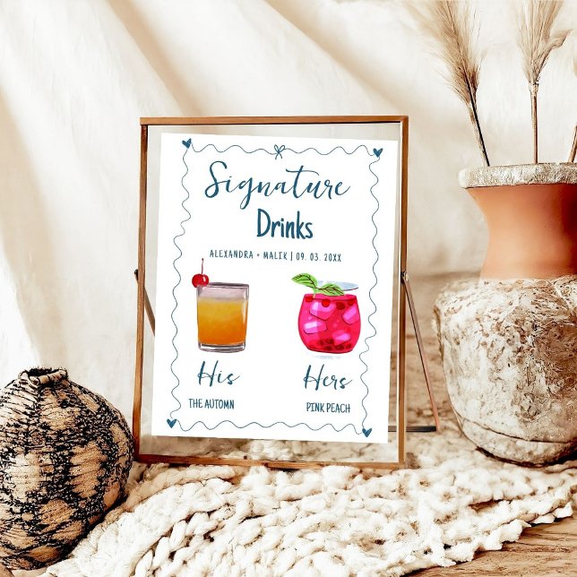 Minimalistisk kalligrafi Namnteckning Drink bröllo Poster (Skapare uppladdad)