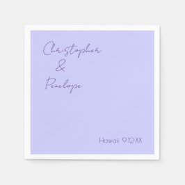 Minimalistisk kalligrafi Periwinkle Bröllopsresa Pappersservett