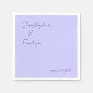 Minimalistisk kalligrafi Periwinkle Bröllopsresa Pappersservett