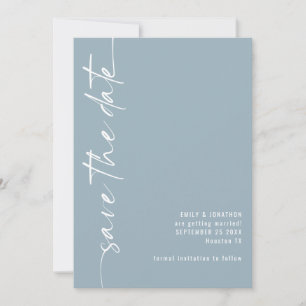 Minimalistisk kalligrafi QR-kod Dusty Blue Bröllop Spara Datumet