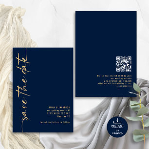 Minimalistisk kalligrafi QR-kod flottan Guld Bröll Spara Datumet