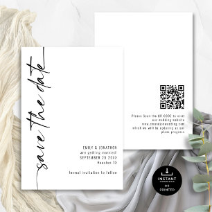 Minimalistisk Kalligrafi QR-kod valfri Färg Bröllo Spara Datumet