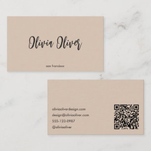 Minimalistisk kalligrafi sandsten modern QR-kod Visitkort