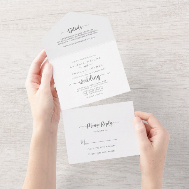 Minimalistisk kalligrafi Silver Bröllop (Avrivbar del)