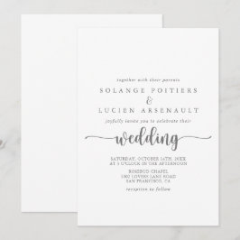 Minimalistisk kalligrafi Silver Bröllop Inbjudningar