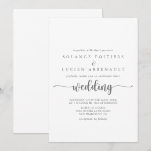 Minimalistisk kalligrafi Silver Bröllop Inbjudningar