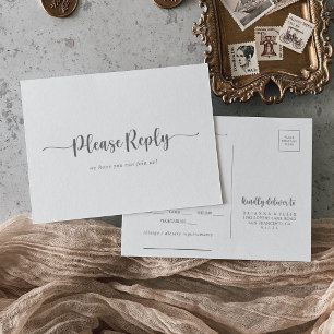 Minimalistisk kalligrafi silver meny val RSVP