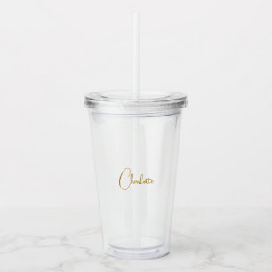Minimalistisk kalligrafi-skript Namn Guld Färg Take Away Mugg