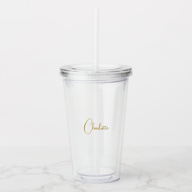 Minimalistisk kalligrafi-skript Namn Guld Färg Take Away Mugg (Framsida)