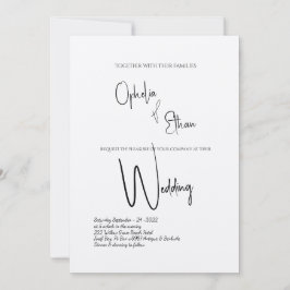Minimalistisk kalligrafi, svart och vit bröllop inbjudningar