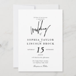 Minimalistisk kalligrafi, svart och vitt Bröllop Inbjudningar