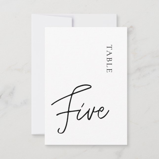 Minimalistisk kalligrafi Svartvit Bord 5 Inbjudningar (Framsida)