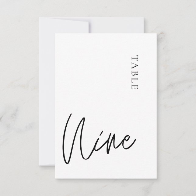 Minimalistisk kalligrafi Svartvit Bord Nine Inbjudningar (Framsida)