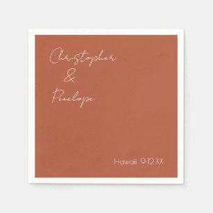 Minimalistisk kalligrafi Terra Cotta Bröllop Pappersservett